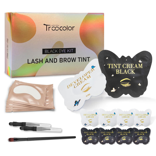 Troocolor Lash Color, Black Eyelash Color Kit Instant Voluminous Coloring for Newbie & Pro Kit Achieve Salon Grade Safely & Effectively