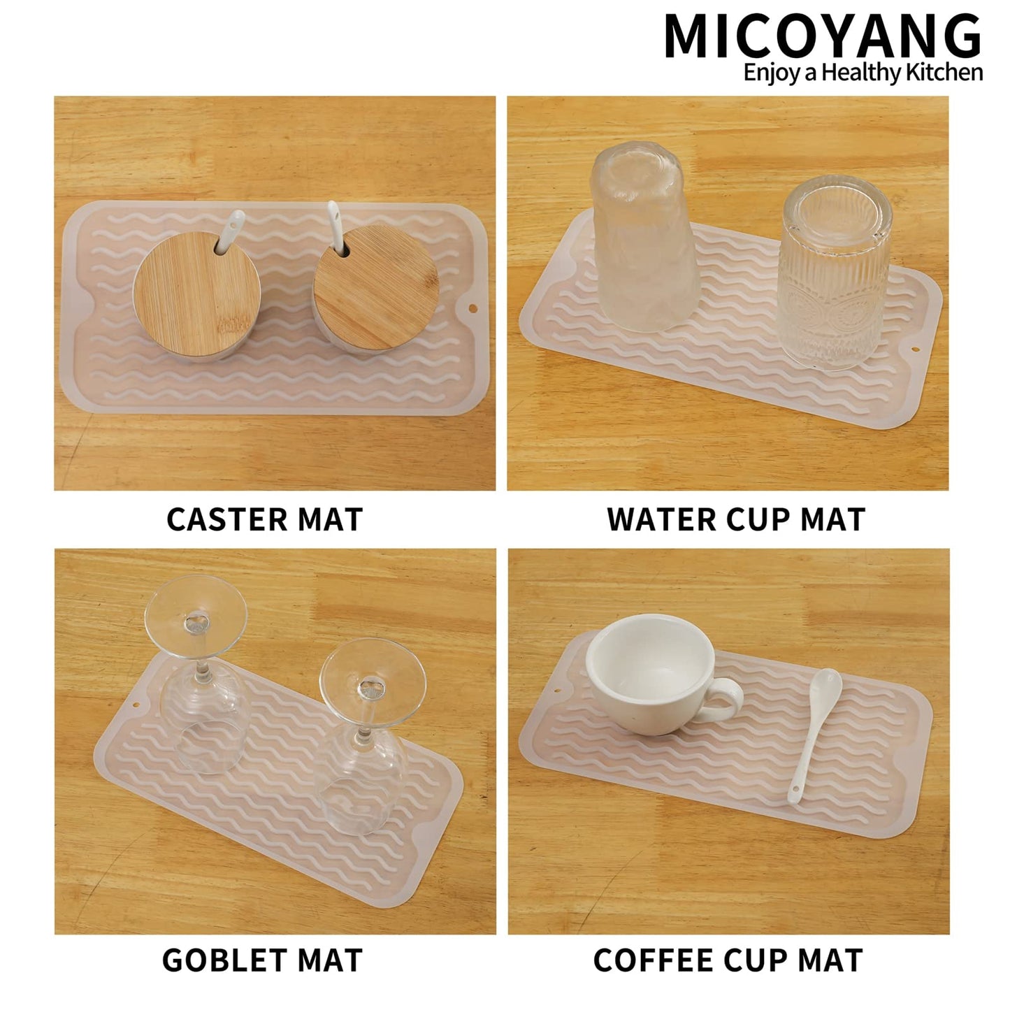 MicoYang Silicone Dish Drying Mat for Multiple Usage,Easy clean,Eco-friendly,Heat-resistant Silicone Mat for Kitchen Counter,Sink,Bar,Bottle,or Cup Translucent S 12 inches x 6 inches