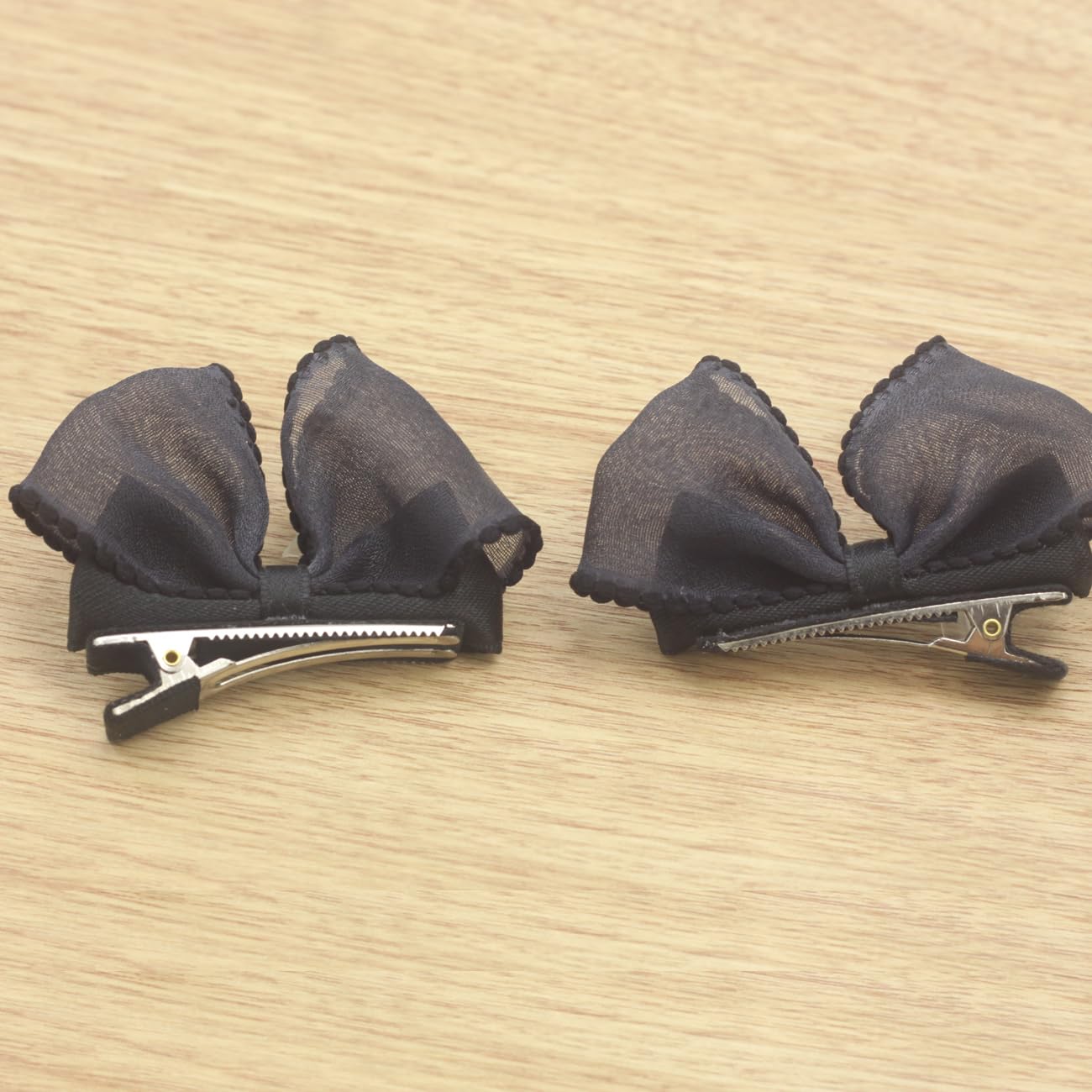 Elegant Black Fabric Bow Hair Clips Cat Ear Bow Hair Head piece for Little Girls -2Pcs