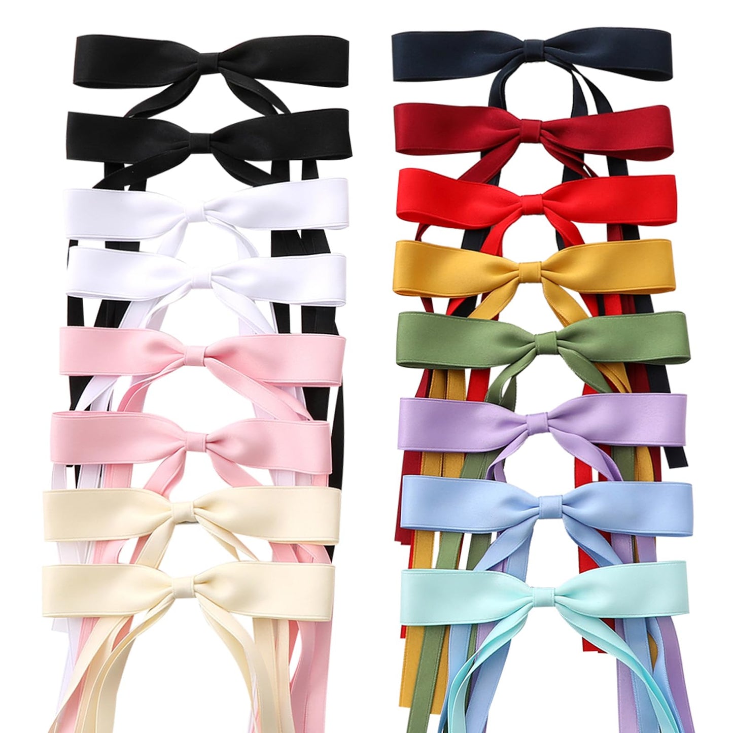 WORTL 16 PCS Hair Bows for Women,Hair Ribbon Hair Bows With Long Tail,Hair Bow Clips Hair Barrettes for Women Accessories