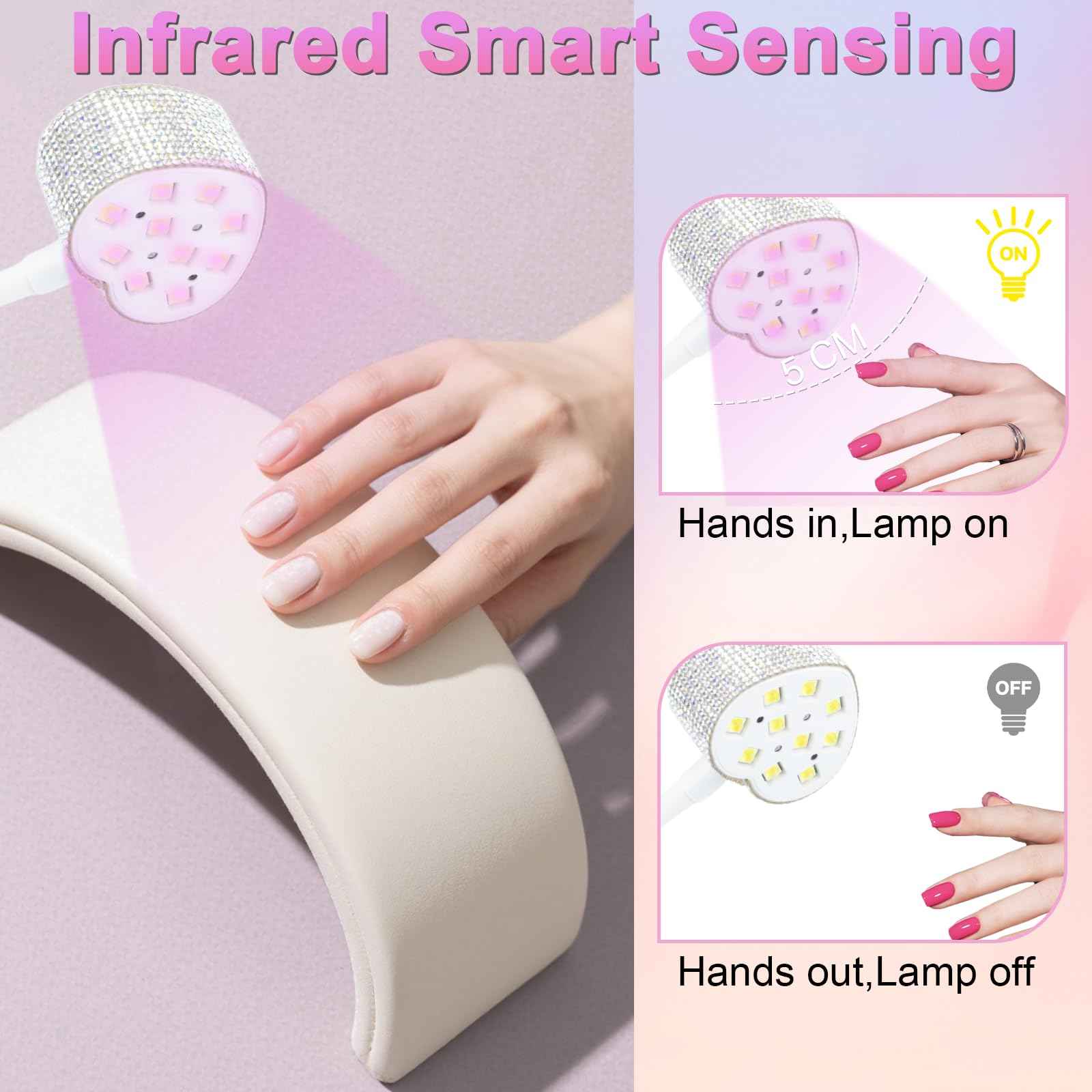 UV Nail Lamp, Mini UV Light for Gel Nails Polish Fast Curing Goosenecks Lamp, 30W Rechargeable LED Nail Light with 2 Timers & Auto Sensor for Salon Home DIY Use
