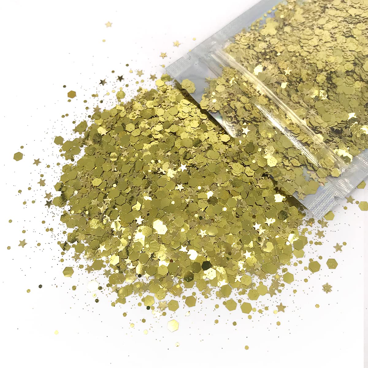 Gold - Face & Body Chunky Glitter - Hair, Makeup, Face, Body, Nails, Resin, Slime, Bath-Bombs, Candles, Arts & Crafts, and More - Solvent Resistant