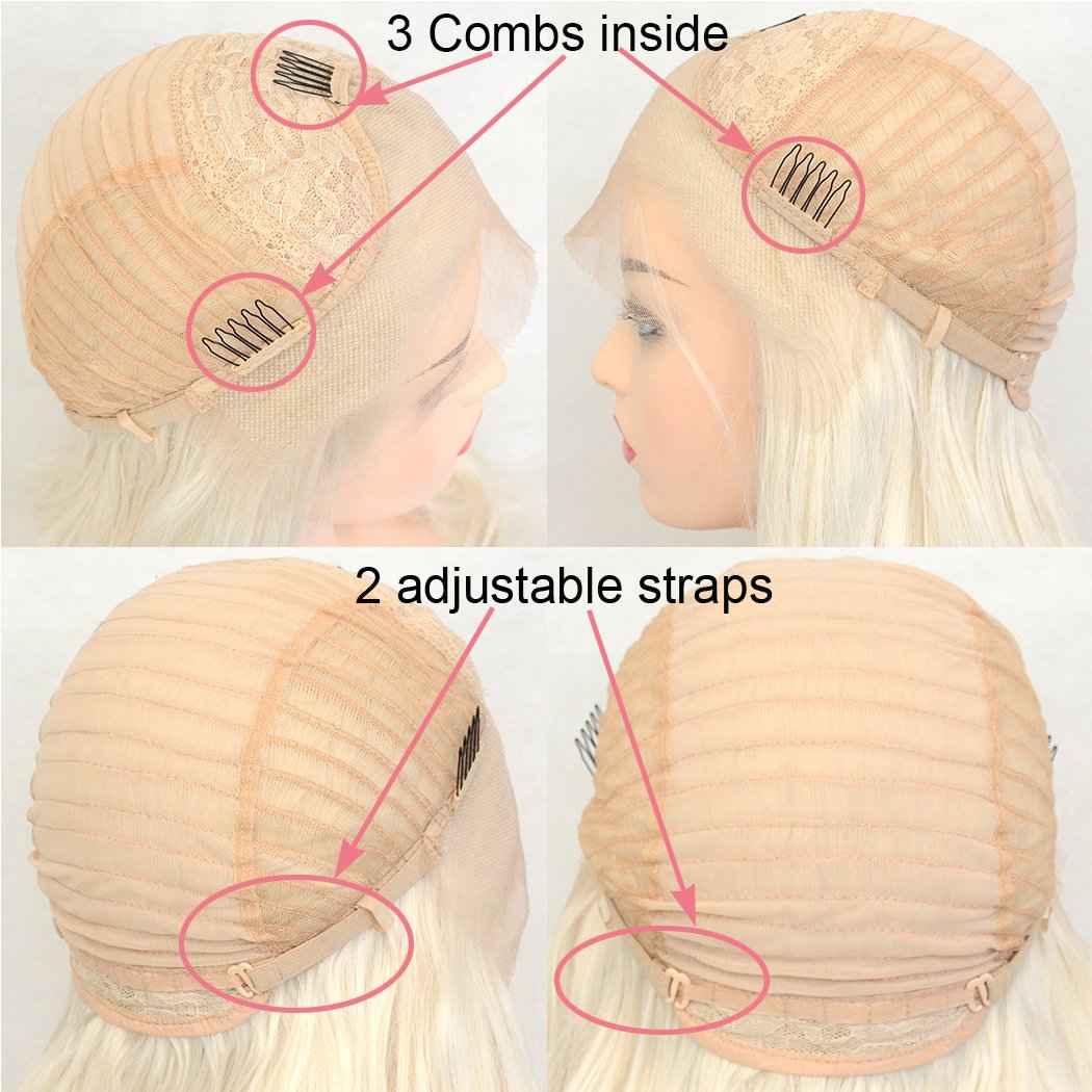 BLUPLE Platinum Blonde 13x3.5 Lace Front Wig Long Natural Wavy 60# Blonde Heat Resistant Synthetic Hair Replacement Full Wigs Middle Part for Women 22 Inch