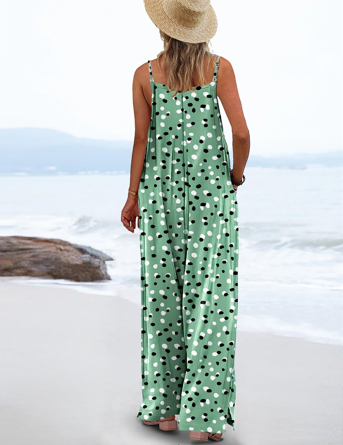 YESNO Women's Summer Boho Casual Jumpsuits Wide Leg Overalls Floral Print Baggy Rompers with Pockets XS PZZCR 394