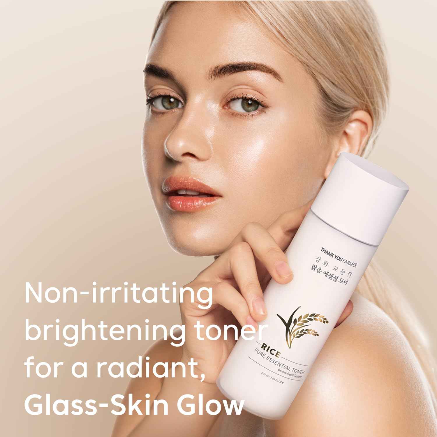 THANKYOU FARMER Rice Pure Korean Milk Toner with Rice Water & Niacinamide - Gentle Hydrating Toner for Brightening and Soothing Dry & Sensitive Skin, Vegan, 7.03 oz