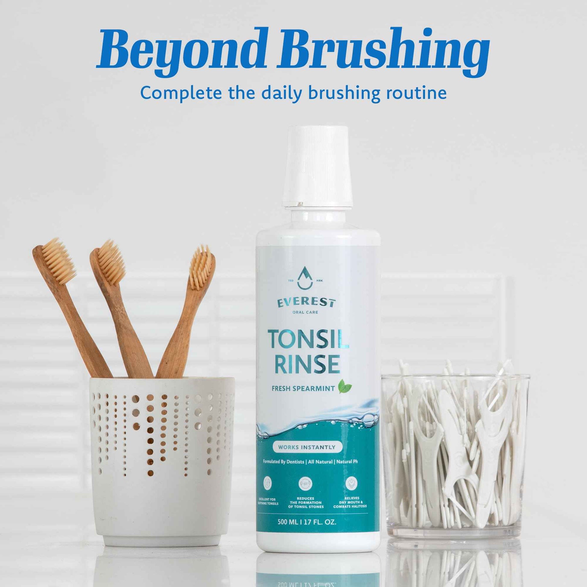 Everest Mouth Wash & Tonsil Stone Remover – Natural Mouthwash or Oral Rinse Liquid to Help Soothe Tonsils, Bad Breath, & Relieve Dry Mouth - Alcohol Free Treatment (17 fl oz)