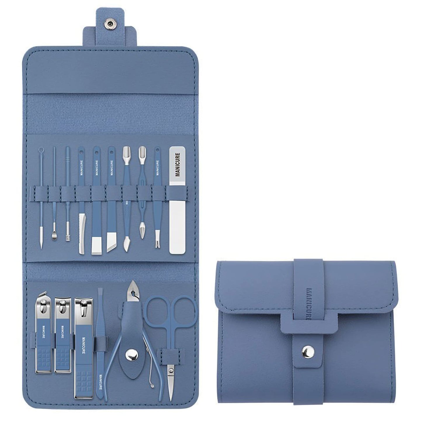 Nail Kit, Nail Clippers, Foot Spa, Foot Scrubber, Pedicure Kit, Foot Bath, Manicure Set, Cute 16 Piece Set, Gift Idea (Blue)