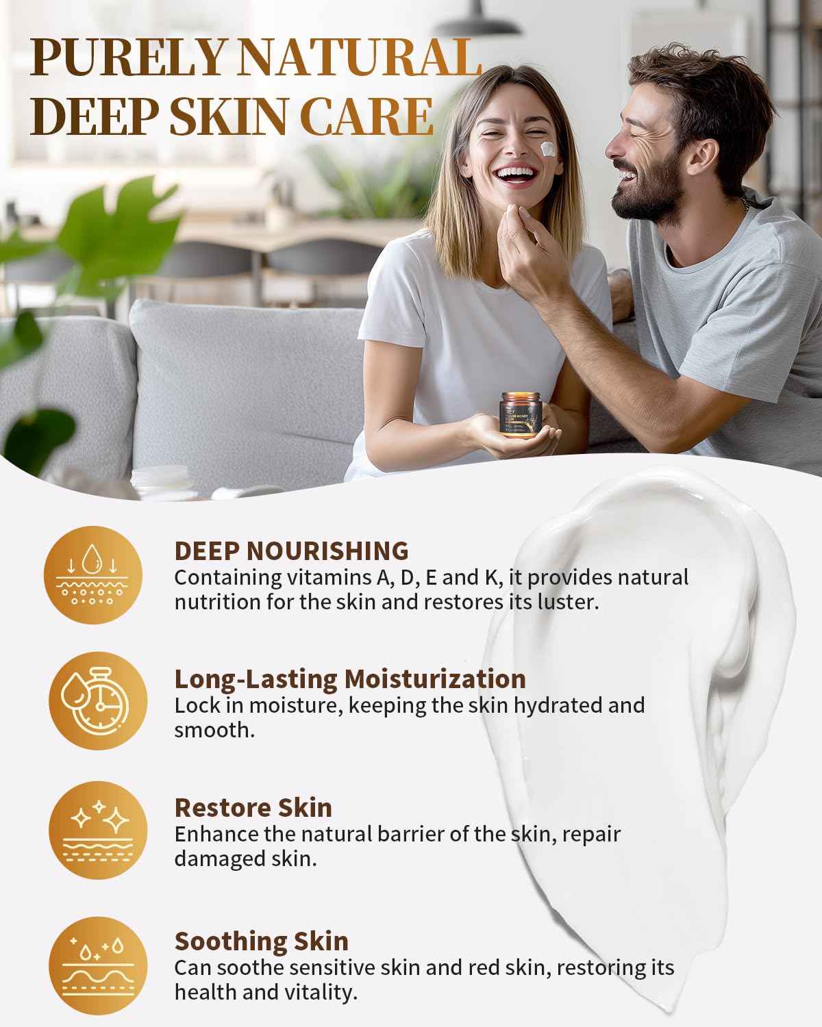 Upgraded Beef Tallow for Skin Handmade Whipped Organic Grass-Fed Tallow Balm with Raw Wild Honey for Eczema & Rosacea,Non-Comedogenic Face,Body Moisturizer for Dry, Sensitive Skin - 4oz Unscented