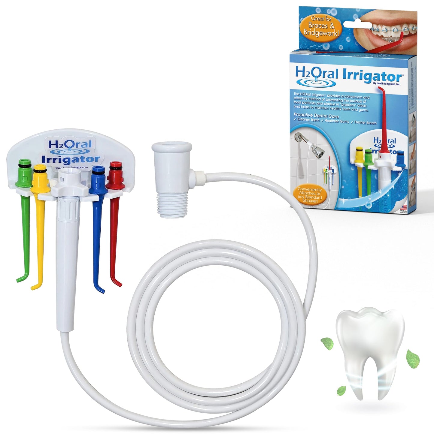 H2Oral Irrigator Dental Care System | Advanced Shower Water Flosser for Healthy Gums and Teeth | Experience Superior Dental Hygiene at Home | Made in U.S.A.