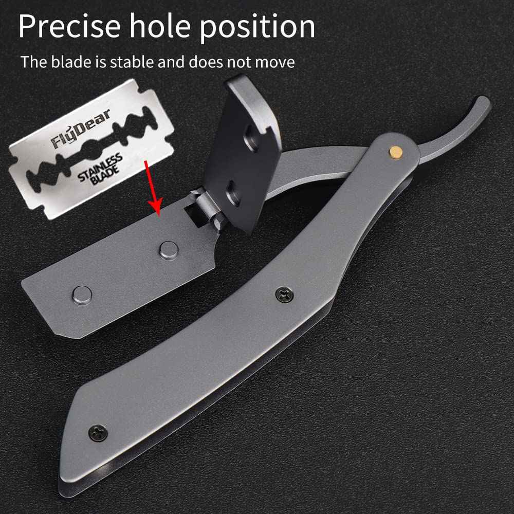 Professional Barber Straight Razor - 20 Stainless Steel Blades, Aluminum Handle, Portable Shaving Kit (TKL-B)