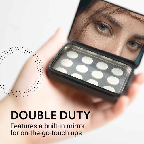 IMPRESA Zit Patches Storage Case - Matte Black Metal - Compact Organizer With Built-In Mirror - Travel-Friendly 2-Pack
