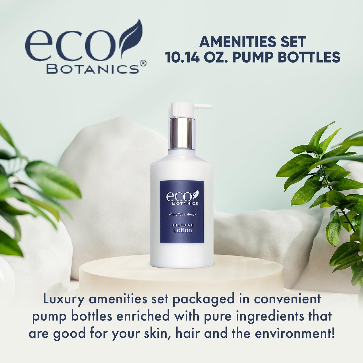 Terra Pure | Eco Botanics Lotion, White Tea & Honey Retail Size Hotel Amenities, 10.14 oz. Quarter Pallet 18 cases with 24 units each - 432 pieces