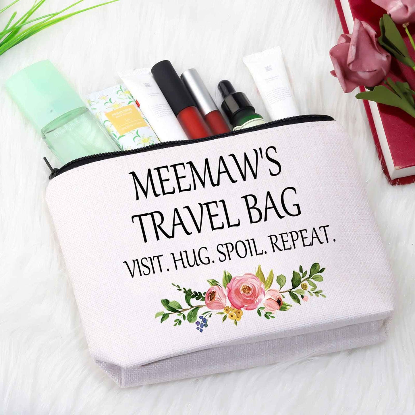 GJTIM Meemaw Gift Grandmother Gift Mother Day Zipper Pouch Cosmetic Bag Birthday Gifts for Grandma (Meemaw's Travel Bag)