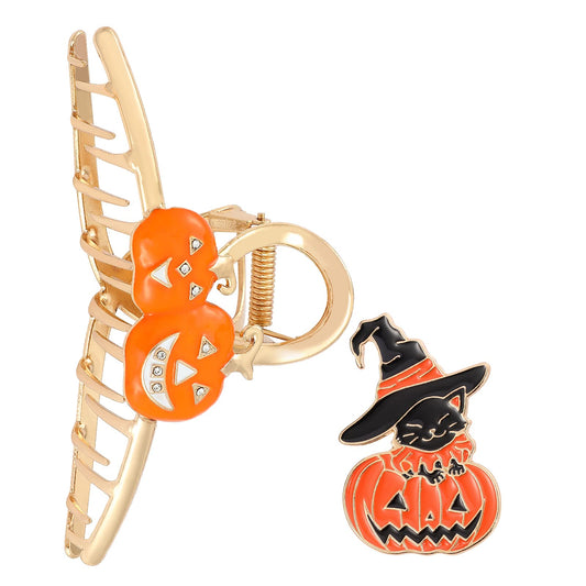 Halloween Hair Claw Clips Pumpkin Pin Set, Elegance Hair Clips Non-Slip for Women Girls, Festival Jewelry Hair Clothes Accessories Suitable Thick Hair Thin Hair