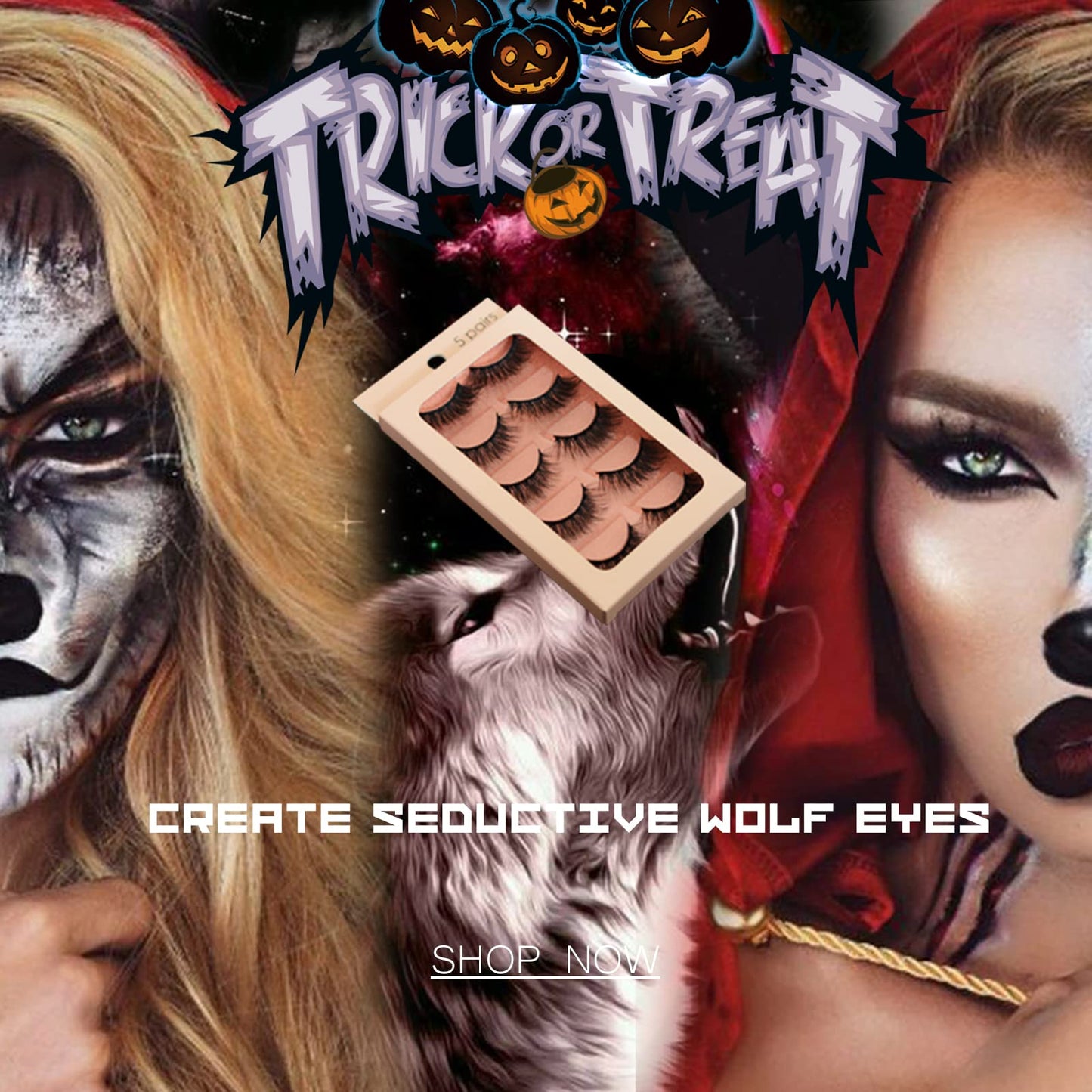 BlueSmurfs 5 Pairs Lashes 3D False Eyelashes Fluffy - Halloween Day Faux Mink Fox Eye Lashes Volume Lashes - Thick Fake Lashes Wolf Eyes