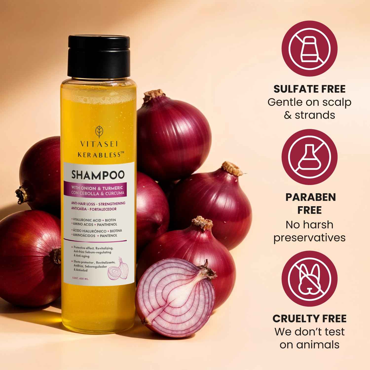VITASEI Shampoo Kerabless With Onion And Tumeric - Hair Revitalizing and Protection