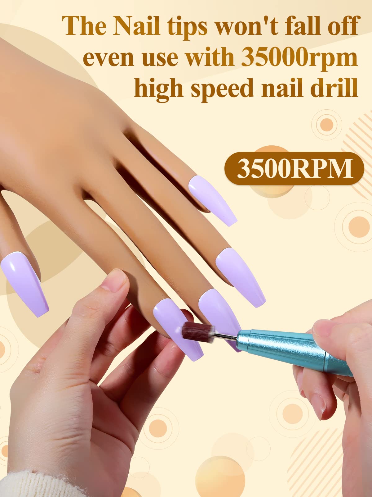 Practice Hand for Acrylic Nails- Silicone Nail Hand Practice Upgrade Nail Tips Never Fall Off, Fake Nail Manican Hand for Nail Practice, Flexible Practice Maniquin Hand with 200PCS Nail Tips