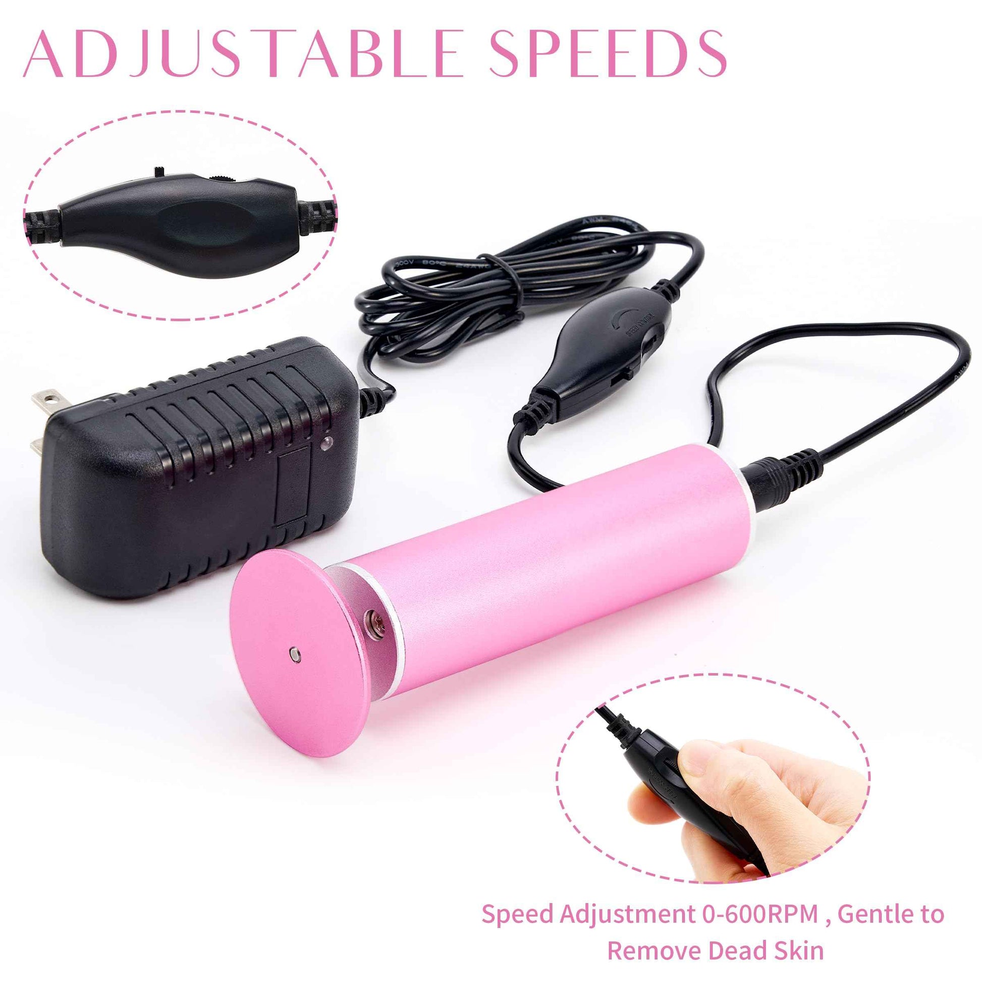 Electric Foot Callus Remover, Electric Foot Filer with 60 Pcs Replacement Sandpaper, Self-Adhesive Foot Sander with 360℃ Rotation, Aluminum Shell, Large Filing Area, and Adjustable Speed Controller