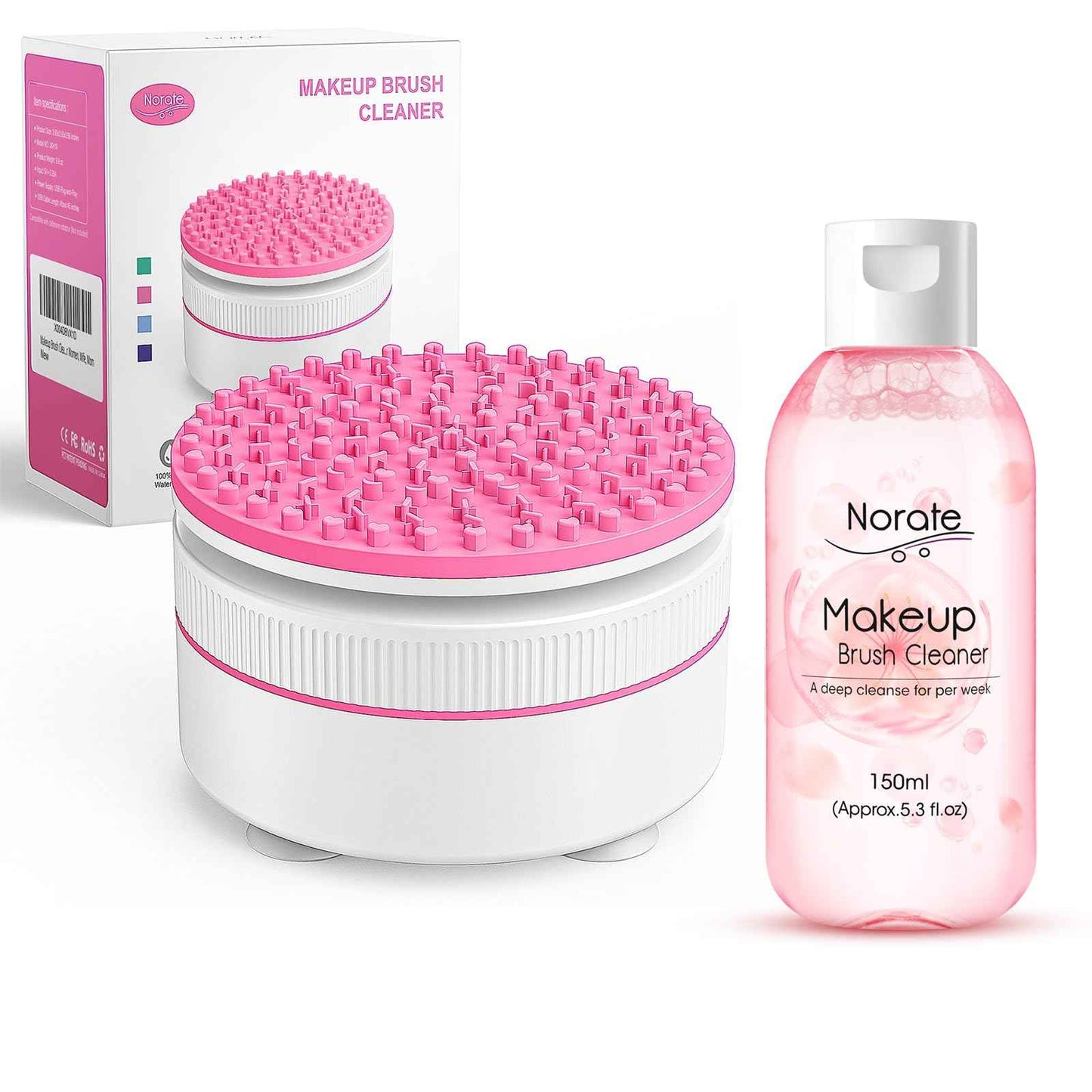 Makeup Brush Cleaner Machine With Solution, Make up Brush Cleaner Cleanser, Quick Deep Cleaning for Makeup Brushes, With Strong Suction Cup Stick to Sink, Stocking Stuffers Gifts for Women Wife Mom