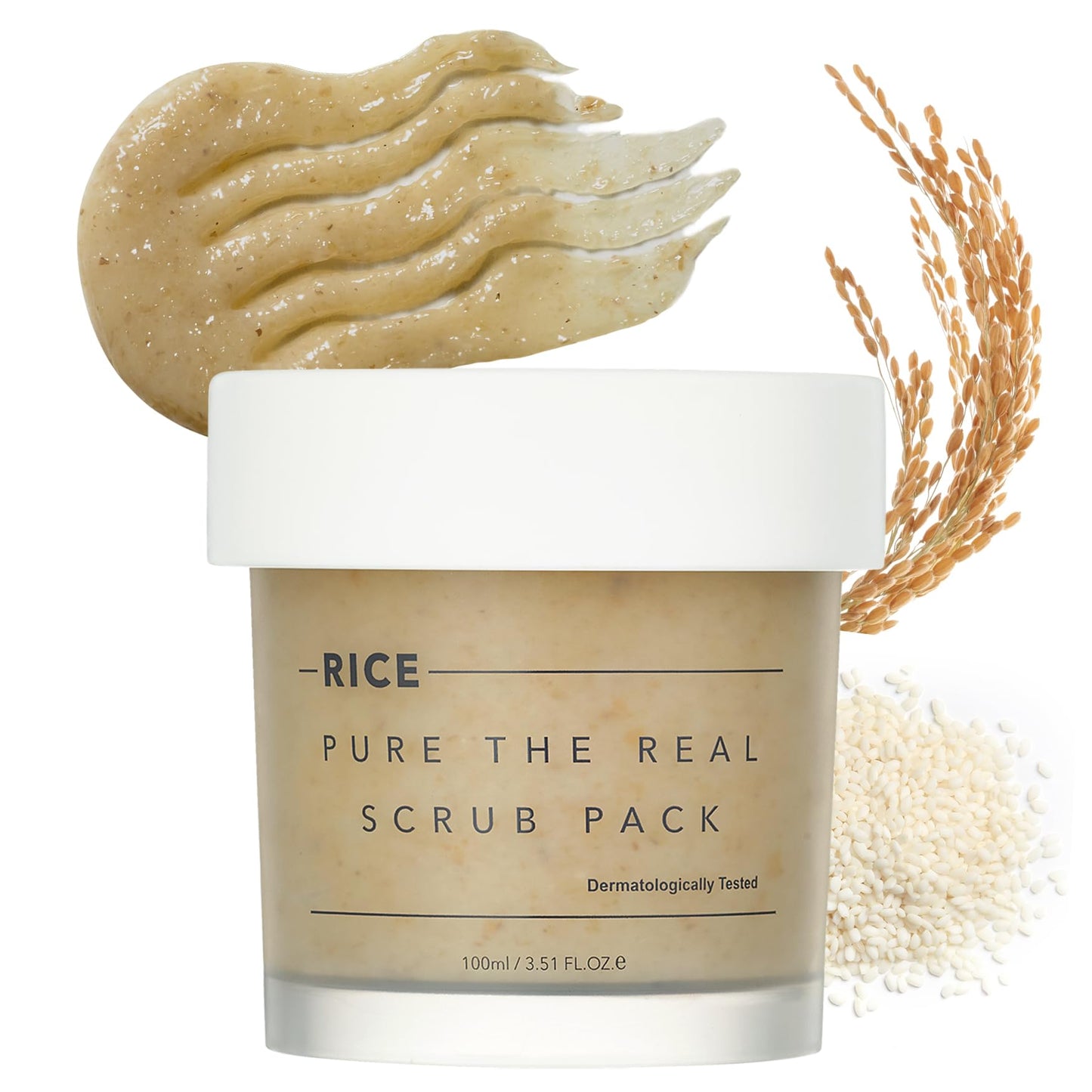 THANKYOU FARMER Rice Pure The Real Scrub Pack, Korean Facial Scrub, Vegan, Self-heating Formula, Special Home-spa, Gentle Exfoliating Face Scrub, Dermatologist Tested, 3.51 fl.oz (100ml)