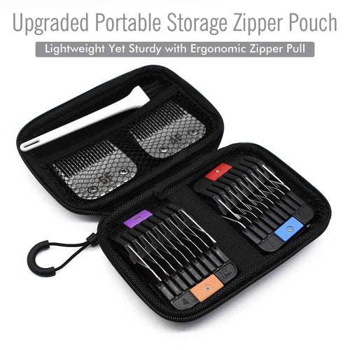 4 Pieces Professional A5 Style Animal Clipper Stainless Steel Color-Coded Attachment Guard Guide Combs Set, 1/8", 1/4", 3/8", 1/2" Compatible with Wahl KM Series Oster A5 Andis AG BG Pet Groomers