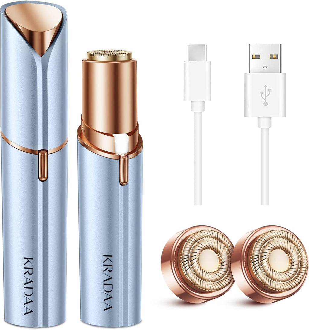 Facial Hair Removal for Women - Painless Facial Hair Remover - Electric Hair Removal Device for Face Lips Peach Fuzz with Light (Rose Gold)