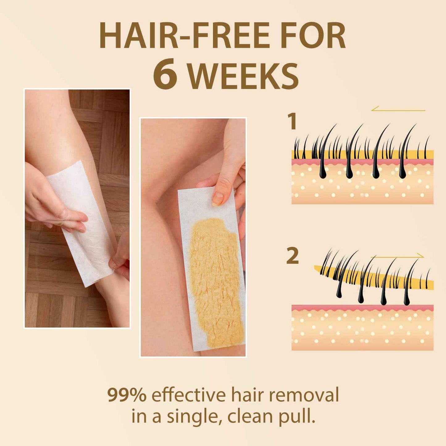 Sugar Wax Kit for Hair Removal: 10.6 Organic Sugaring Wax for Face Body Legs Bikini Back - with Large Strips and Sticks, Care Oils and Gloves