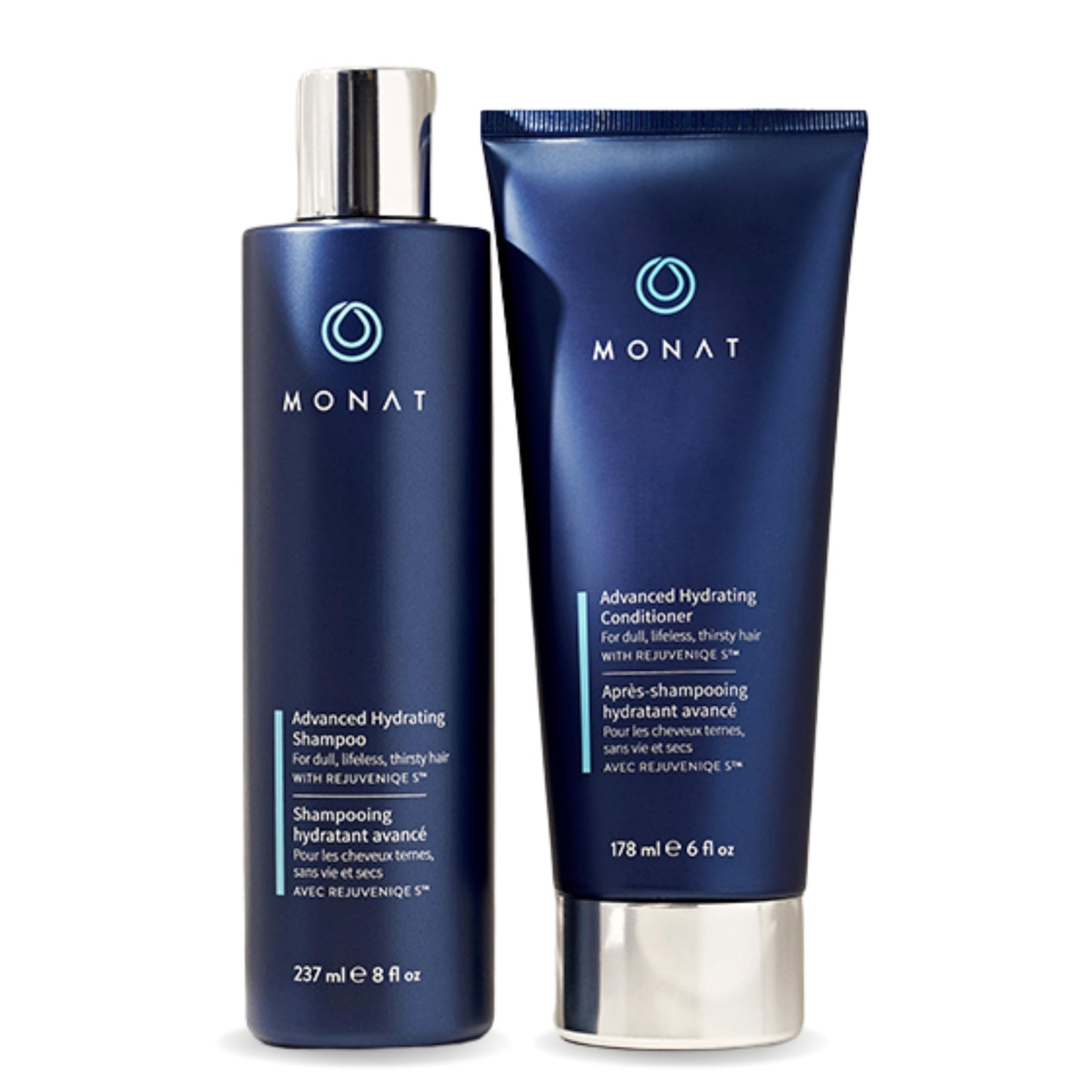 MONAT Advanced Hydration Duo - Hydrating Shampoo & Conditioner Set with REJUVENIQES™ - Nourish & Moisturize Fine to Medium Hair, Color Safe, 8 fl.oz Shampoo & 6 fl.oz Conditioner