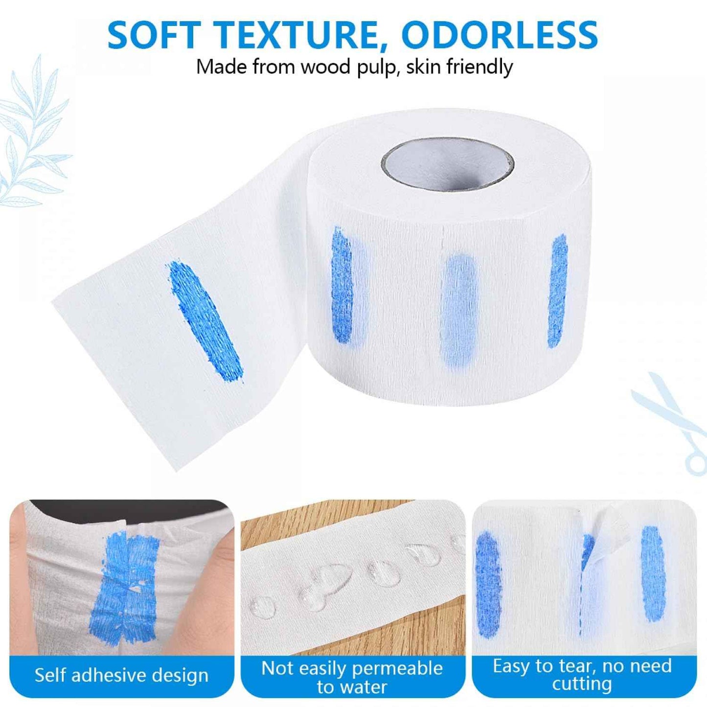 SenseYo 10 Rolls Barber Neck Paper Strips Band Disposable Haircutting Stretchy Barber Neck Tissue Wrap for Salon Haircut Spa Massage (Pack of 2)