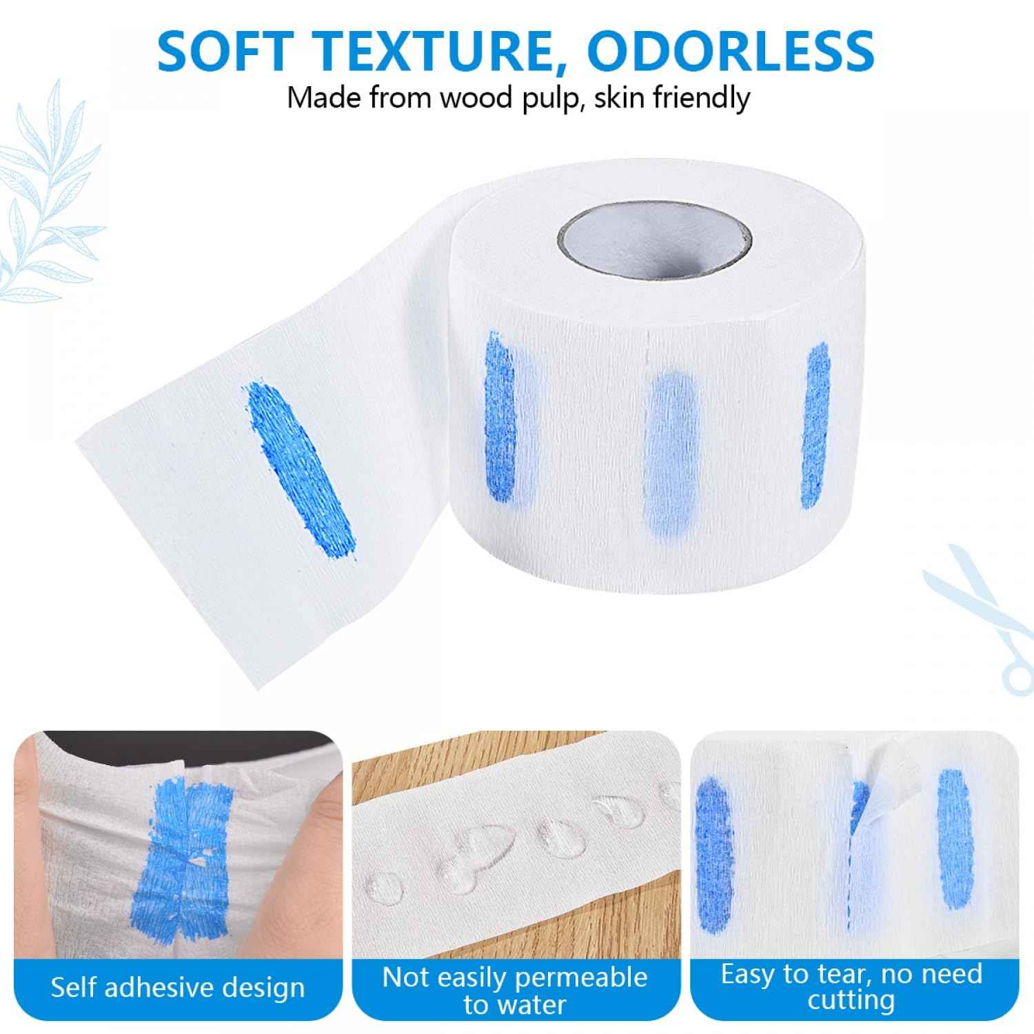 SenseYo 10 Rolls Barber Neck Paper Strips Band Disposable Haircutting Stretchy Barber Neck Tissue Wrap for Salon Haircut Spa Massage (Pack of 2)