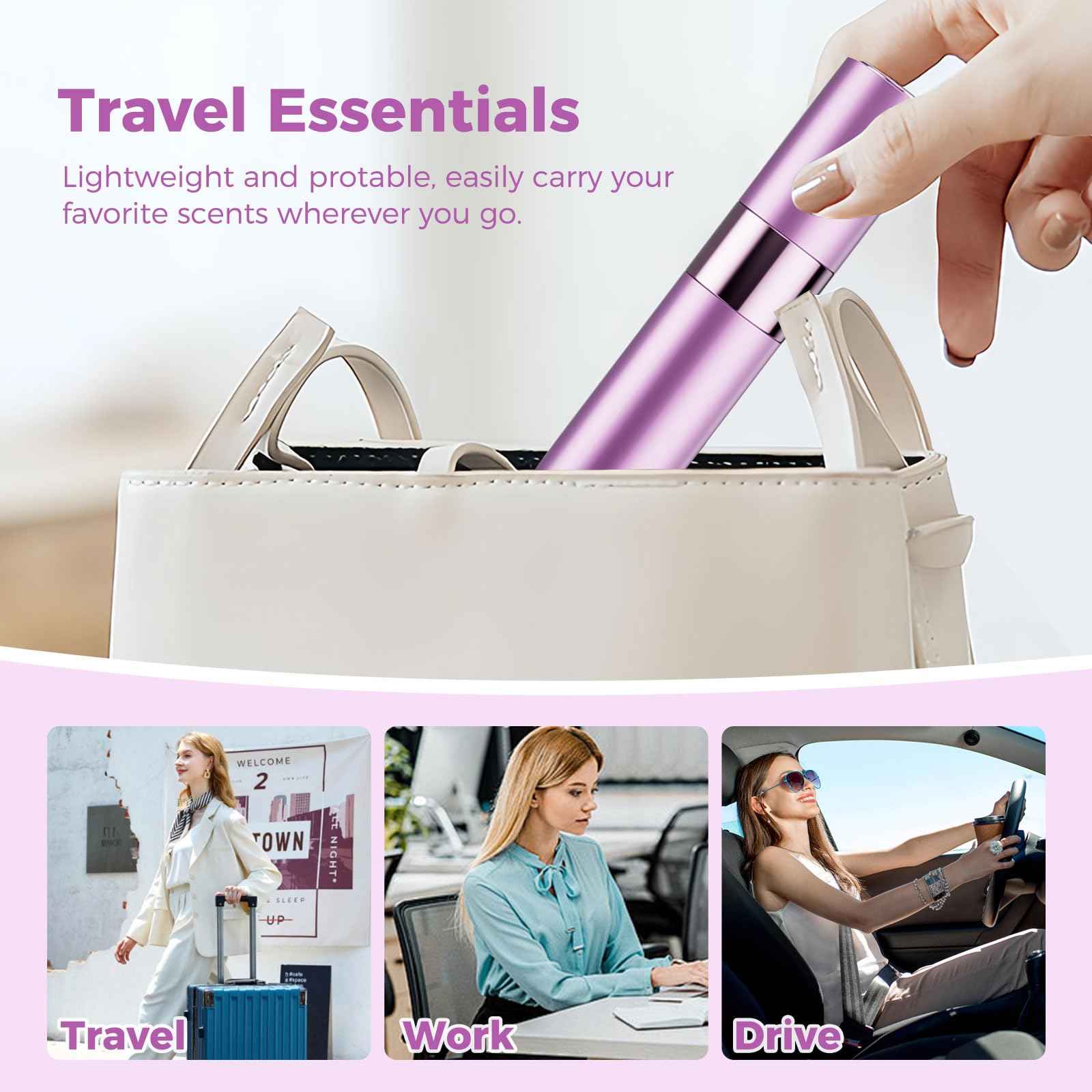 Augwontior Travel Perfume Bottle Refillable, Mini Cologne Travel Size Bottle, Empty Perfume Atomizer, Portable Atomizer Sprayer Dispenser with 3 Sets of Filling Tools (8ml, 3 Pack)