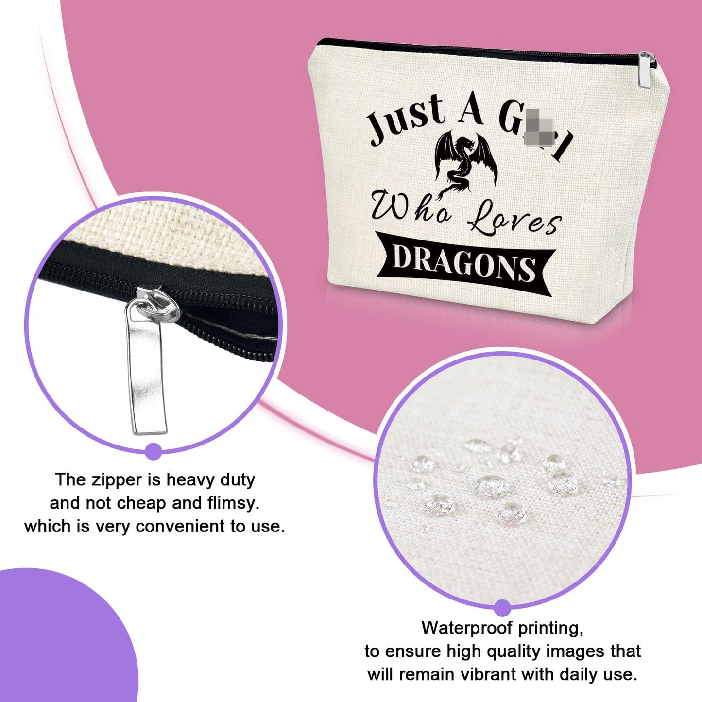 Dragon Gifts for Women Dragons Lover Gift Makeup Bag Dragon Themed Gifts Birthday Gifts for Friend Female Cosmetic Bag Sister Gifts from Sister Christmas Gifts for Her Cosmetic Travel Pouch