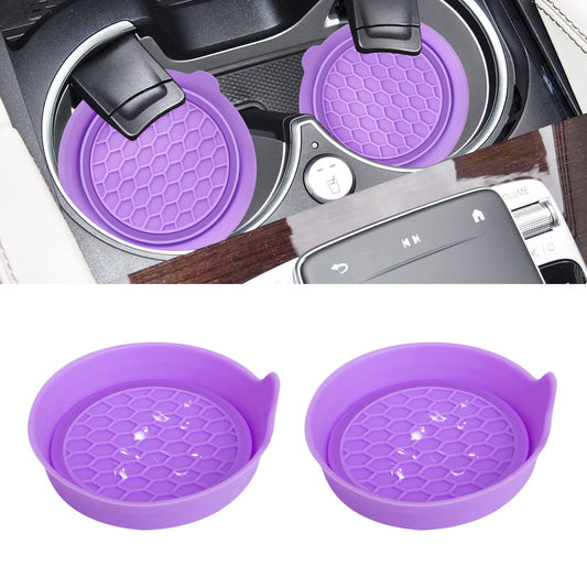 Amooca Car Cup Coaster Universal Automotive Waterproof Non-Slip Cup Holders Sift-proof spill Holder Car Interior Accessories 2 Pack Purple