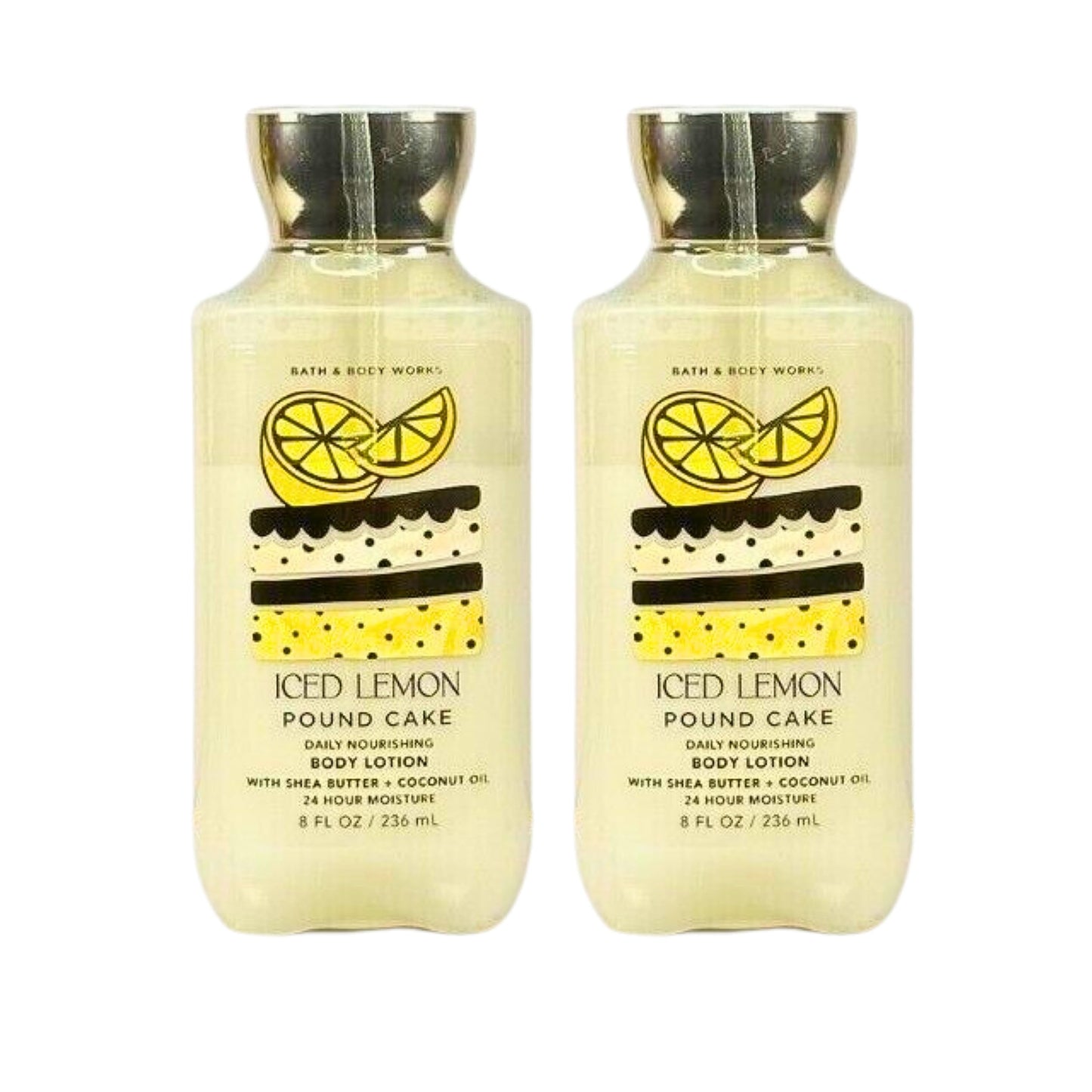 Bath & Body Works Body Lotion Pack of 2, 8oz Each (Iced Lemon Pound Cake)