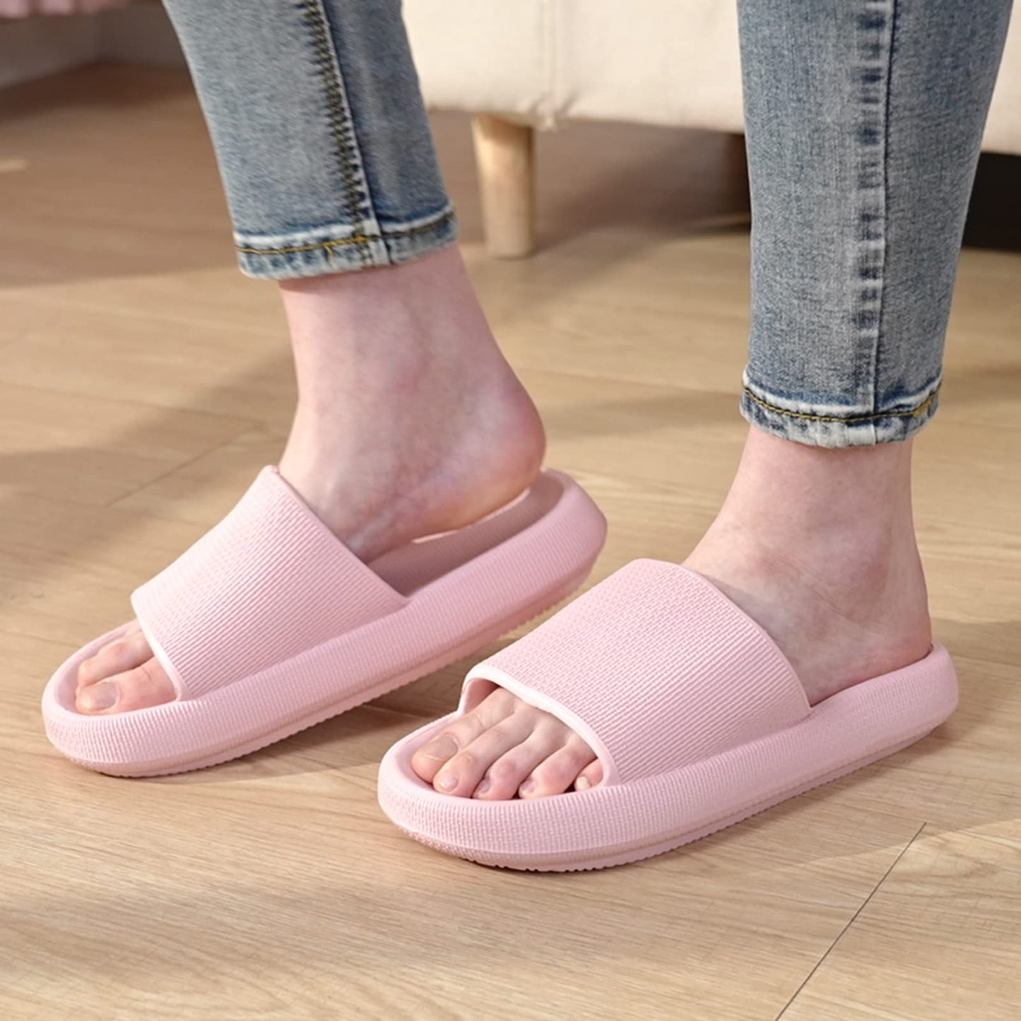 HJORZMM Cloud Slides for Women and Men, Super Soft Comfy Cloud Slides, Non-Slip Quick Drying Thick Sole Cloud Slippers, Shower, Massage, Beach, Indoor and Outdoor Cloud Slippers