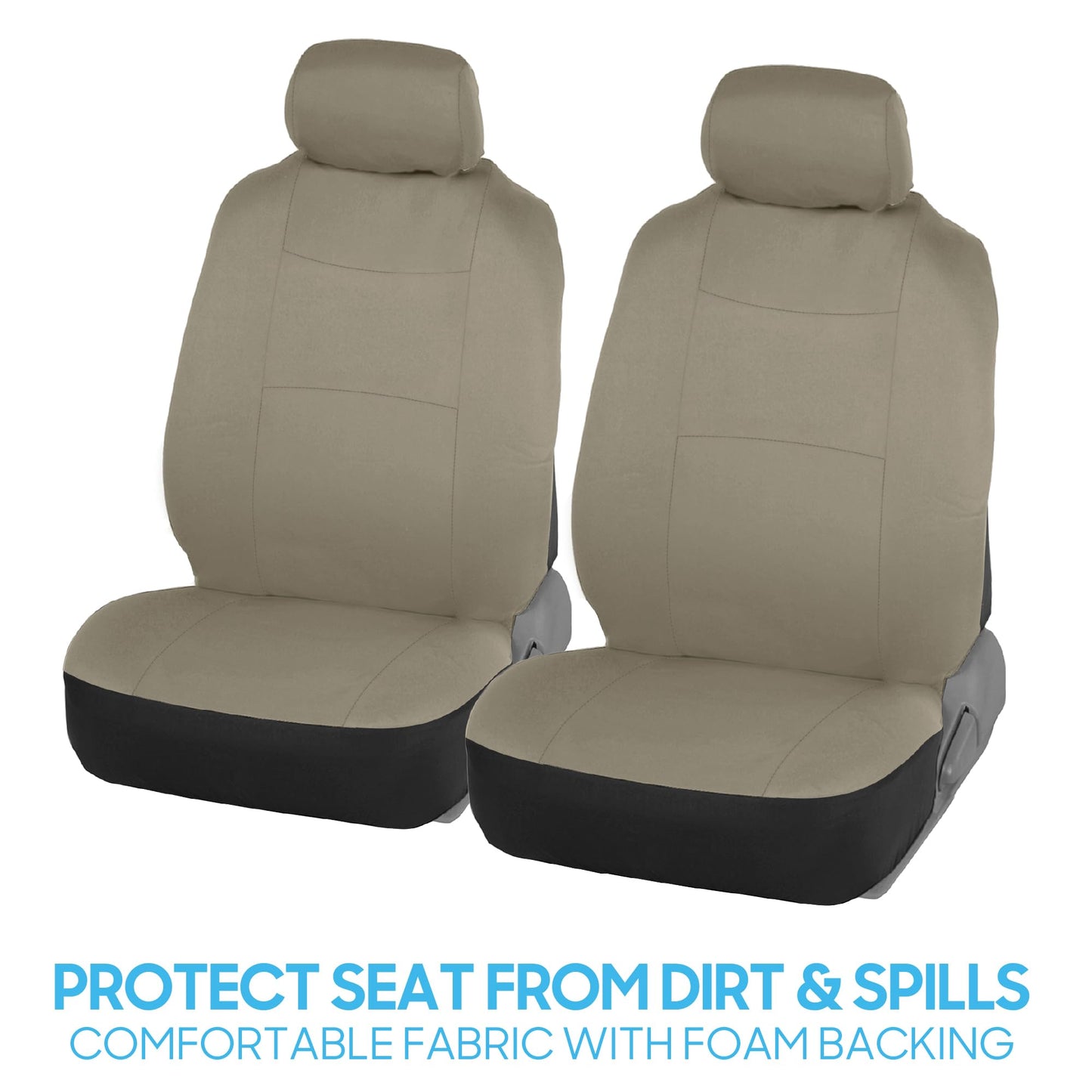 BDK PolyPro Seat Covers Full Set in Solid Beige – Front and Rear Split Bench Seat , Easy to Install for Auto Trucks Van SUV Car