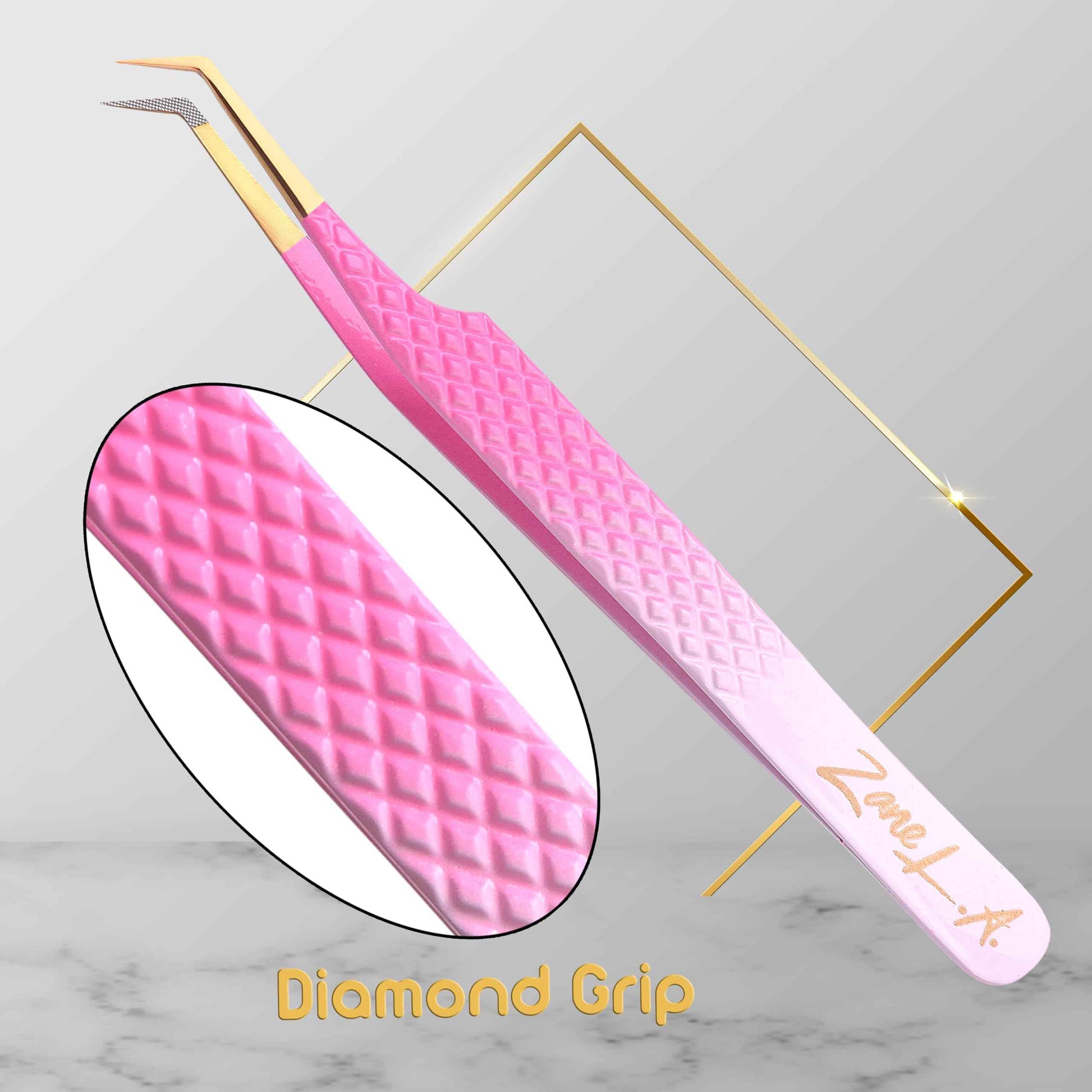 Zane L.A. Nano Fiber Tip Professional Eyelash Extension Tweezers, a pack of 4, Quality tweezers made with Japanese Stainless Steel, FREE Eyelash Separator. (Pink and White)