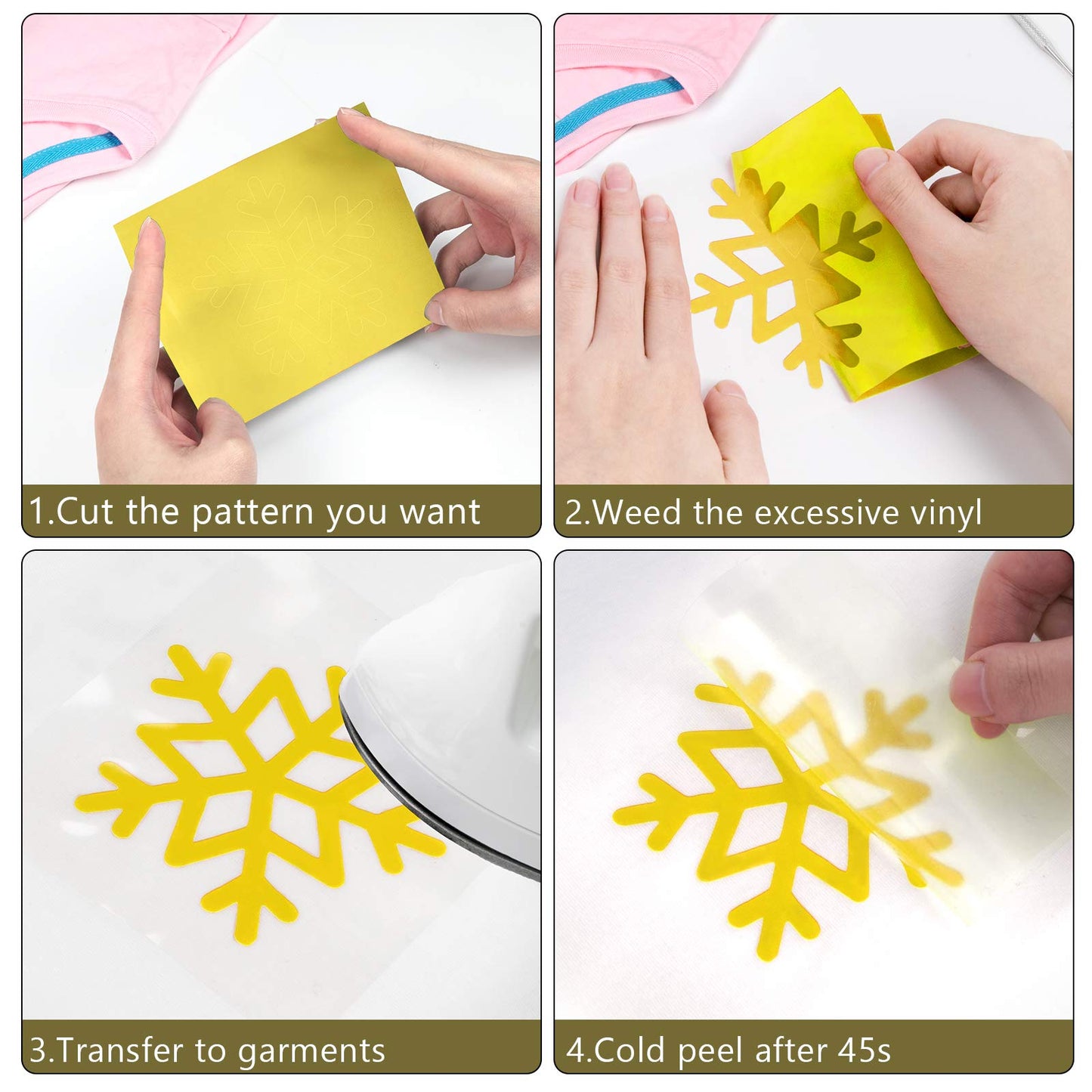 HTVRONT Yellow HTV Vinyl Rolls Heat Transfer Vinyl - 12" x 15ft Yellow HTV Vinyl for Shirts, Yellow Iron on Vinyl for Cricut & Cameo - Easy to Cut & Weed for Heat Vinyl Design (Yellow)