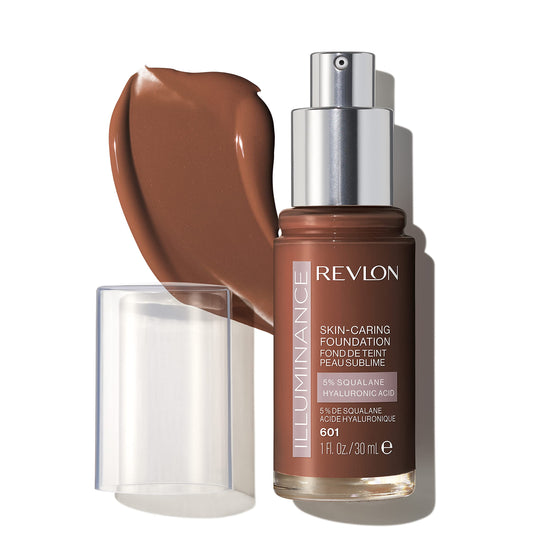 Revlon Illuminance Skin-Caring Liquid Foundation, Hyaluronic Acid, Hydrating and Nourishing Formula with Medium Coverage, 601 Soft Nutmeg (Pack of 1)