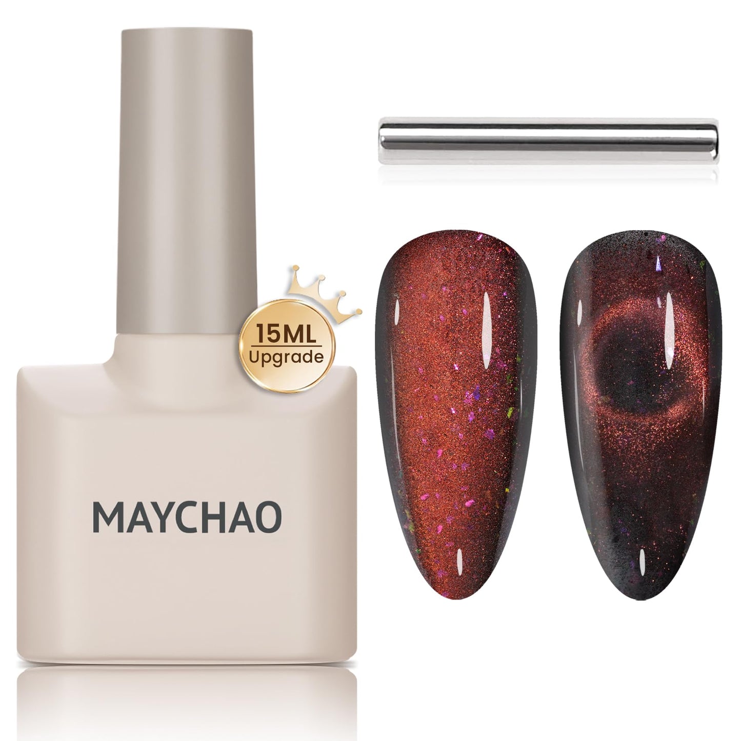 MAYCHAO 15ML Cat Eye Gel Nail Polish 1Pc Starry Sky Gel Polish with Magnet Soak off Holographic Magnetic Nail Polish for Nail Art Manicure Salon DIY at Home, 0.5 OZ