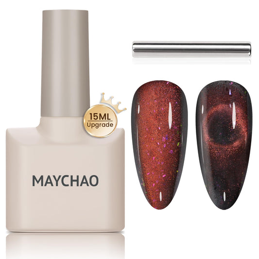 MAYCHAO 15ML Cat Eye Gel Nail Polish 1Pc Starry Sky Gel Polish with Magnet Soak off Holographic Magnetic Nail Polish for Nail Art Manicure Salon DIY at Home, 0.5 OZ