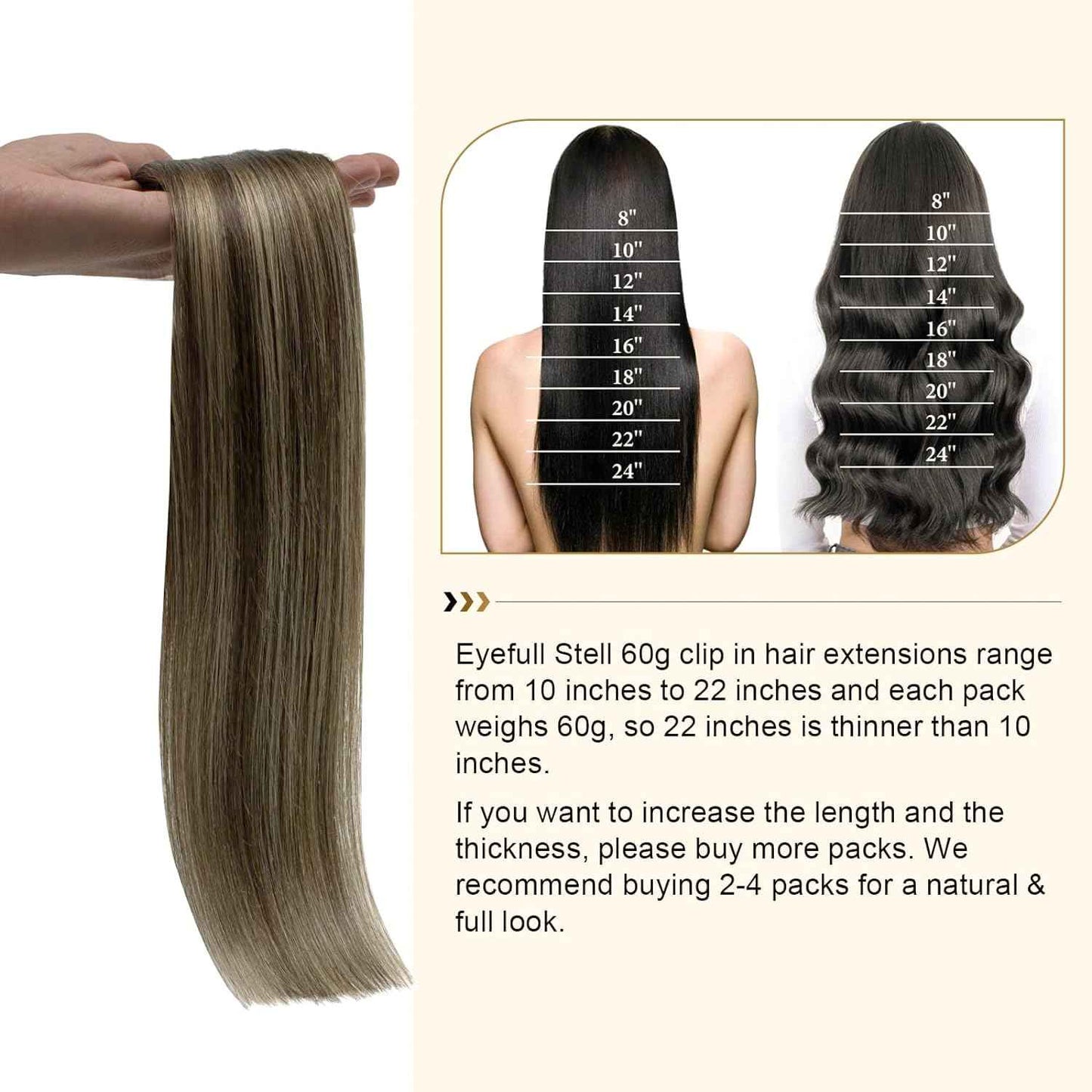 Balayage Clip in Real Human Hair Extensions Ombre Chocolate Brown to Caramel Blonde Natural Silky Straight Clip on Hair Extensions Double Weft Remy Brazilian Clip ins Hair 14 Inch 60G 5 PCS