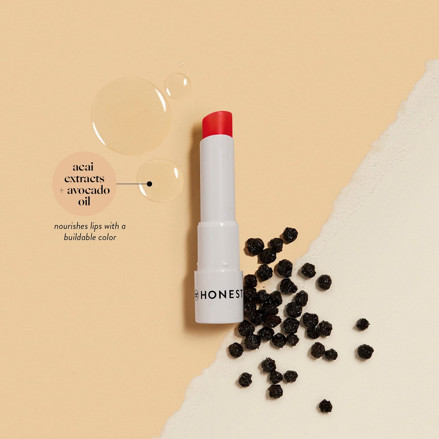 Honest Beauty Tinted Lip Balm | Antioxidant-rich Acai Extracts + Avocado Oil | EWG Certified, Vegan, Cruelty Free | Fruit Punch