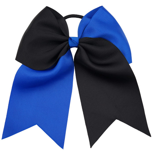 ZOONAI Women Teen Girls 7.5 Inch Cheer Bows (Navy+White, Large) - Hair Tie Accessories Big Hair Bow Ponytail Holder - Perfect for Everyday Wear and Ideal Gift for Women of All Ages