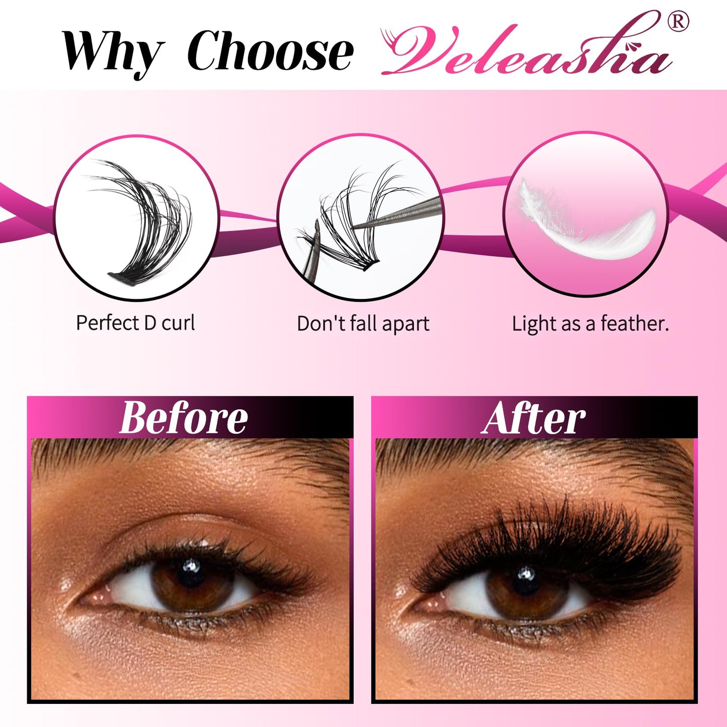 Veleasha Lash Clusters 240PCS Individual Lashes 30D+50D-9-16MIX Eyelash Clusters D Curl Clusters Lashes Fluffy Cluster Eyelash Extensions False Eyelashes DIY Eyelash Extension at Home(30D+50D,12-20mm)