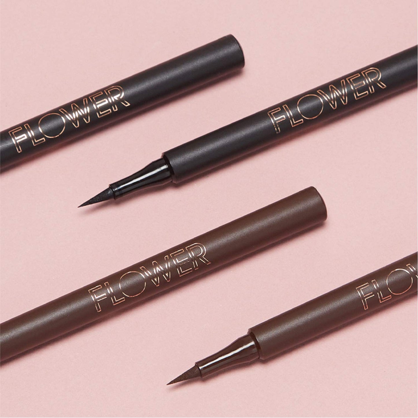 FLOWER BEAUTY By Drew Barrymore Forever Wear Winged Eyeliner - Long-Lasting + Smudge-Proof - Liquid Eyeliner + Winged Applicator (Dark + Stormy)