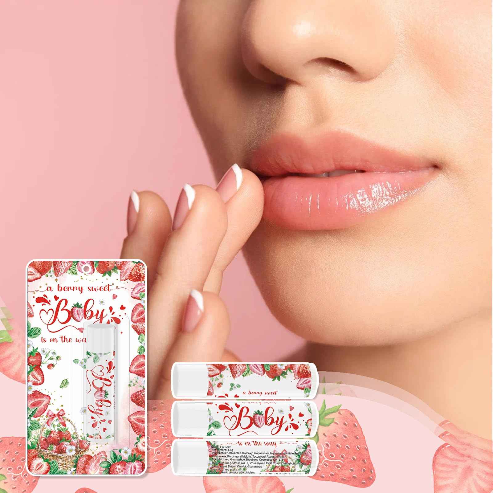 30 Pack Strawberry Baby Shower Games Lip Balms Bulk Games Prizes Party Gifts for Guests Friends Gender Reveal Favors Decorations Souvenirs Baby Thanksgiving Christmas Gift Bags Stuffers(Strawberry)