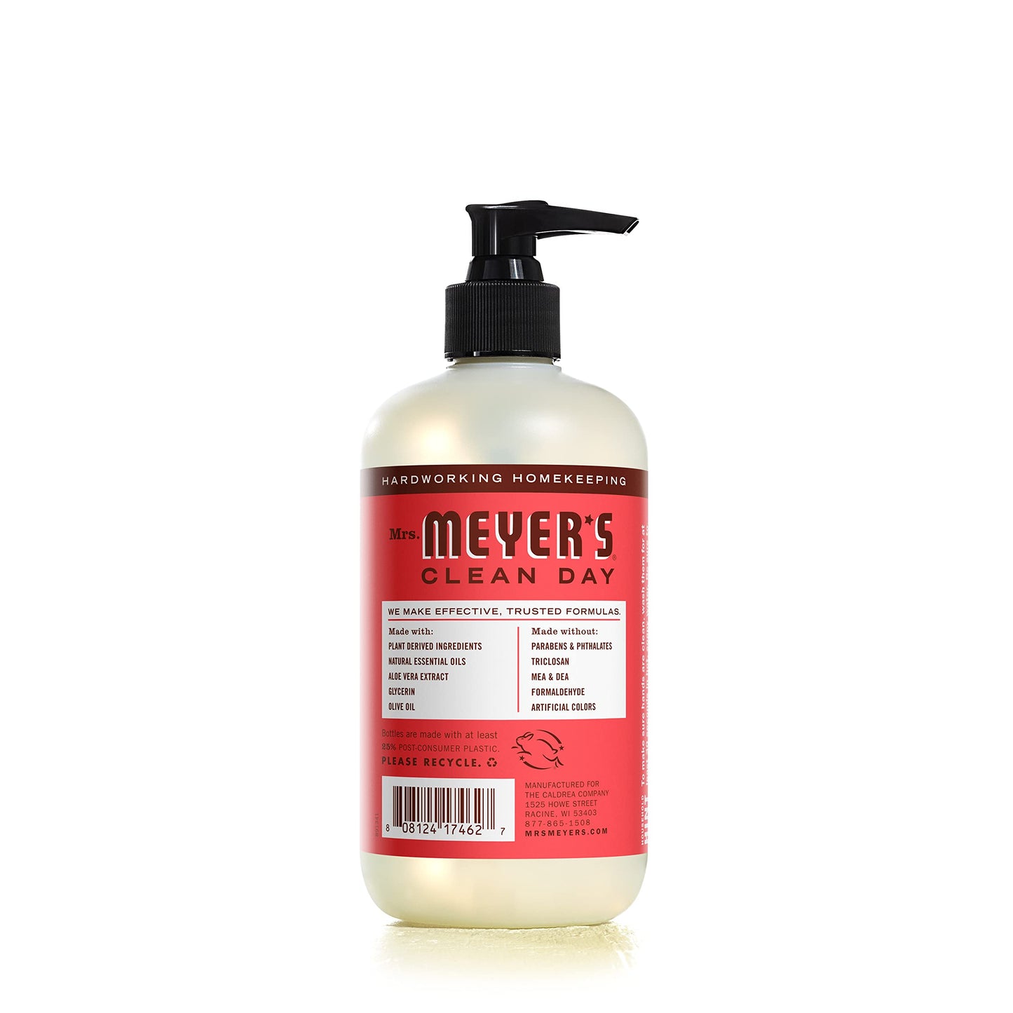 MRS. MEYER'S CLEAN DAY Hand Soap, Made with Essential Oils, Biodegradable Formula, Rhubarb, 12.5 Fl. Oz - Pack of 3