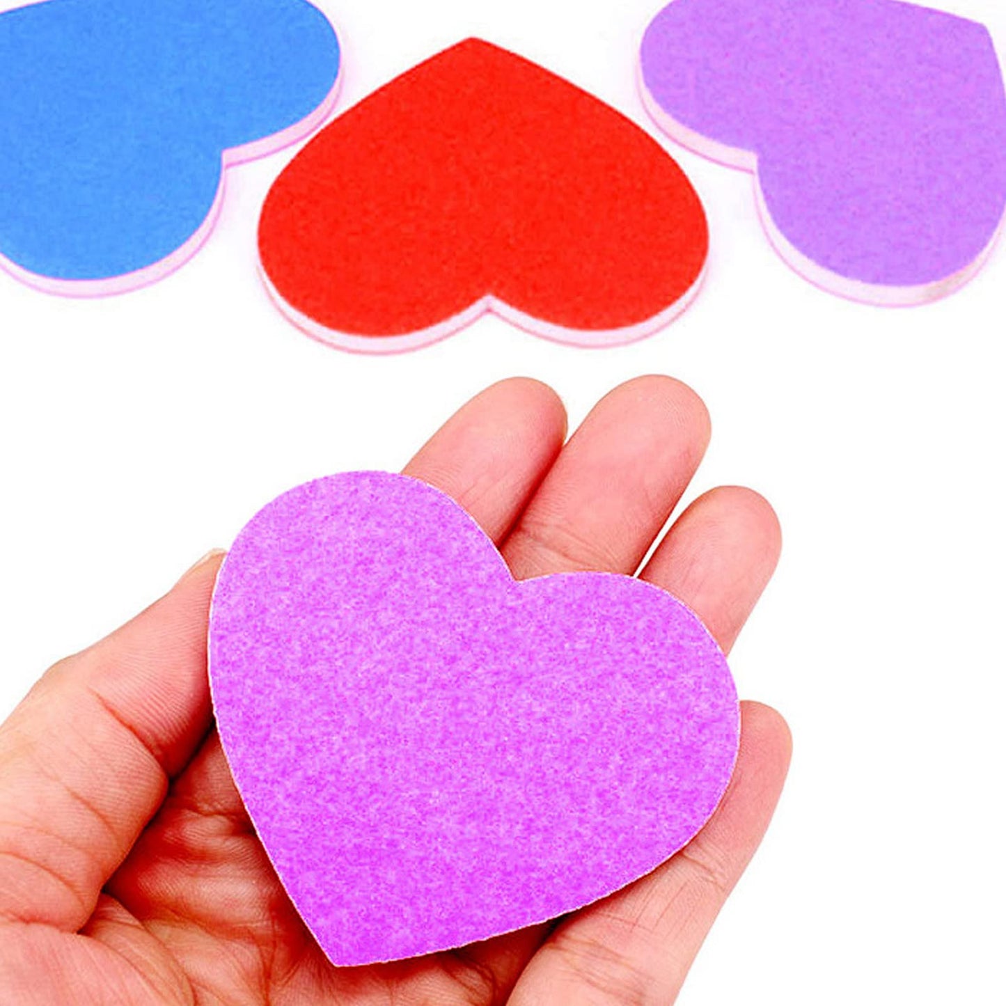 50PCS Mini Heart-Shape Nail File Double Sided Nail Buffer Block Color Random Nail Polishing Manicure Tools for Beauty Salon