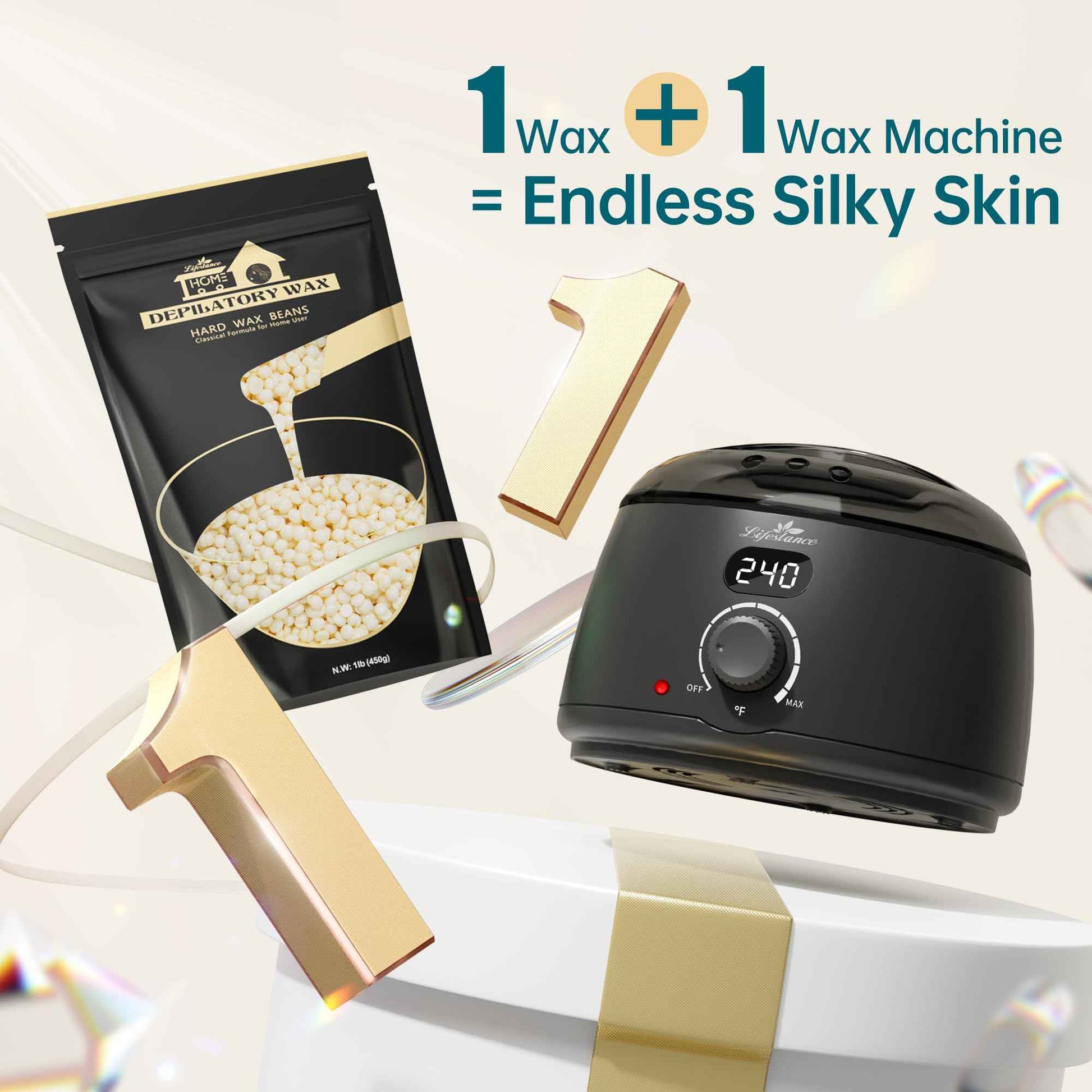 1lb Hard Wax Beans, Lifestance Wax Beads Hair Removal Hard Wax Kit for Thin & Fine Hair, Sensitive Skin, Waxing Beads for Face, Chin, Eyebrow, Bikini